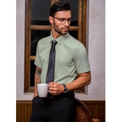 Men's Casual Button Down Shirts Wrinkle-Free Short Sleeve Business Dress Shirt