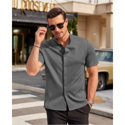 Mens Dress Shirts Stretch Athletic Fit Short Sleeve Button Down Shirts Wrinkle Free